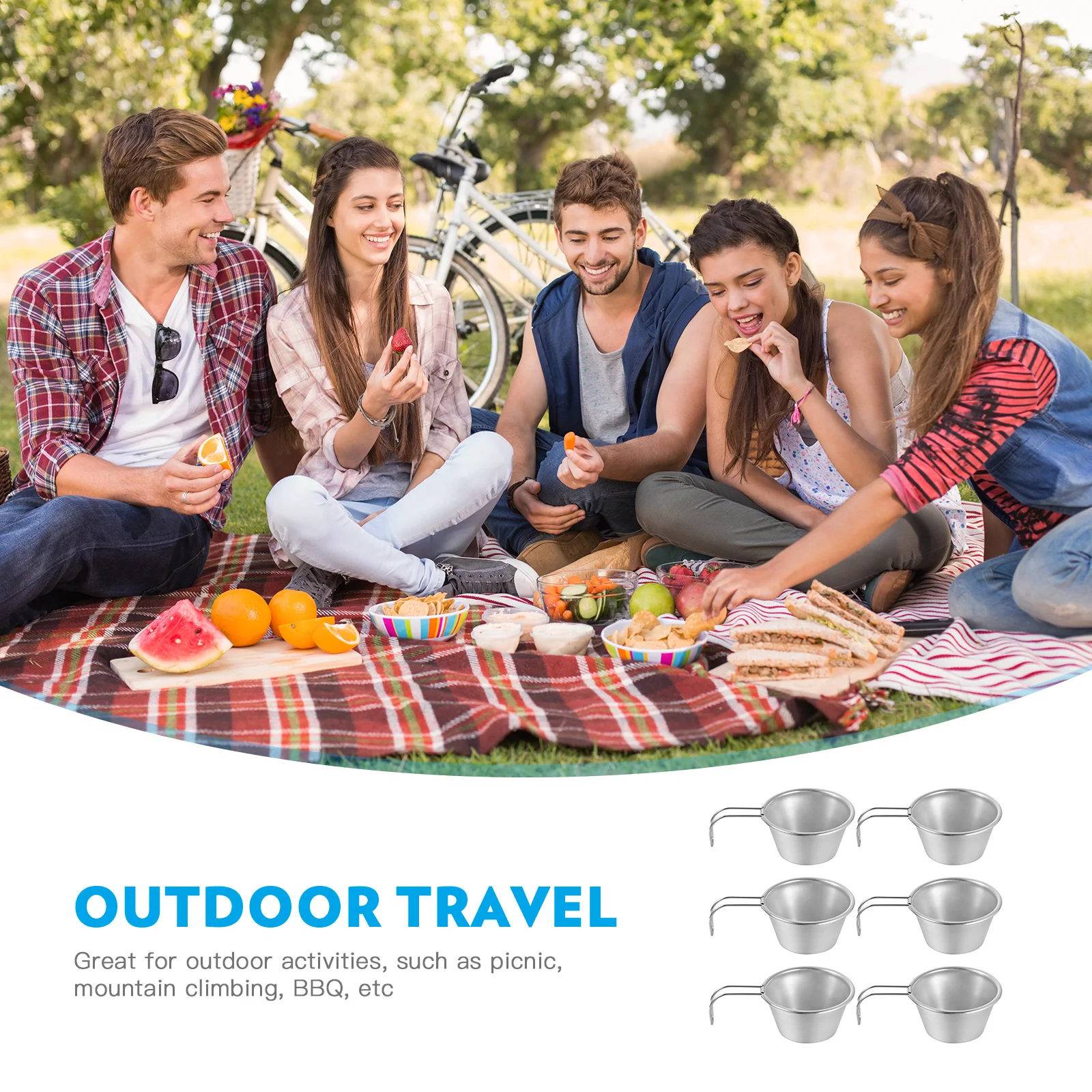 

6 Pcs Mini Wine Glass BBQ Tea Milk Mugs Stainless Steel Cups Water Liquor for Outdoor Travel