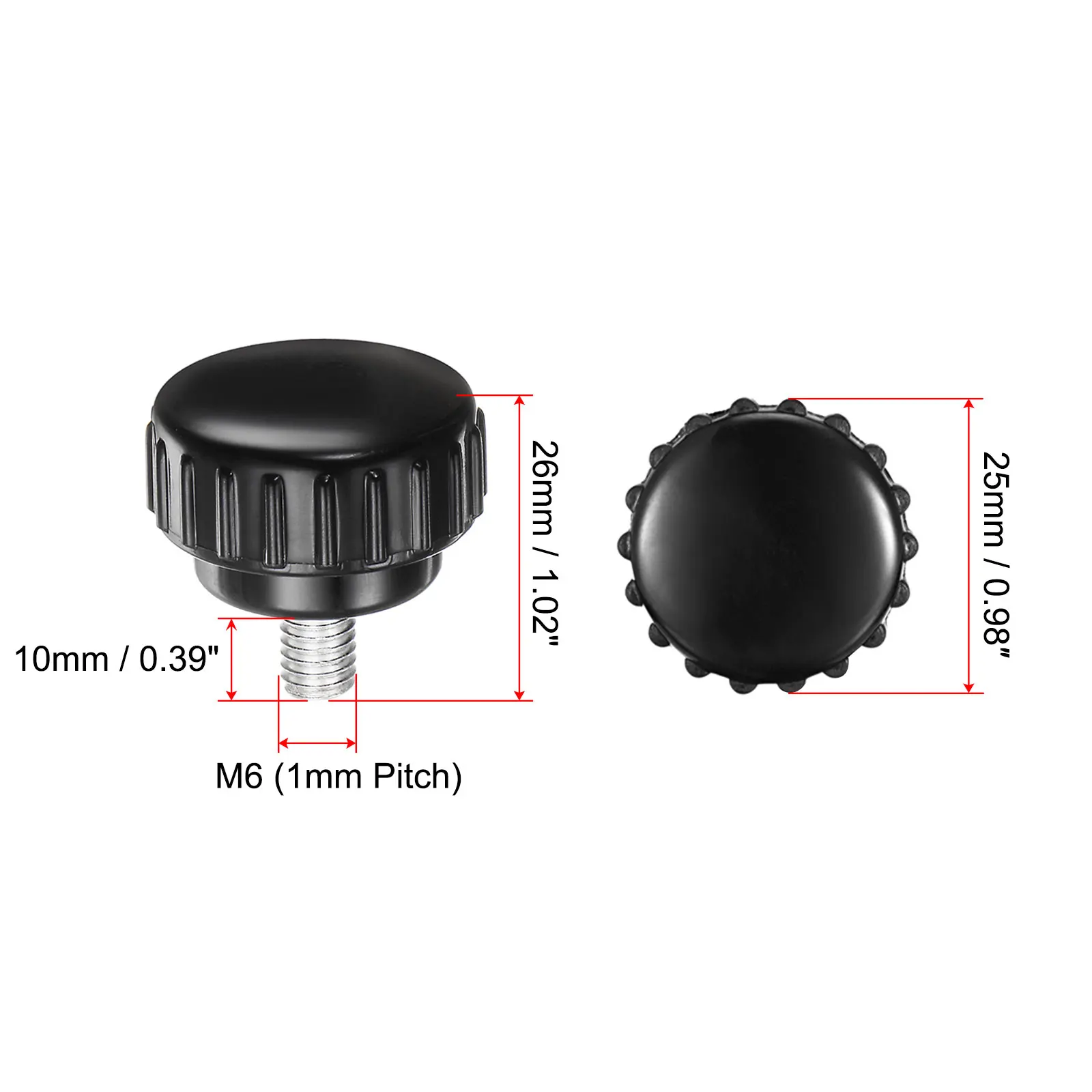 8Pcs Round Knurled Clamping Knobs Zinc Plated Carbon Steel M3 M4 M5 M6 M10 Thread 14mm 18mm 25mm Head Screw Thumb Monitor Screws