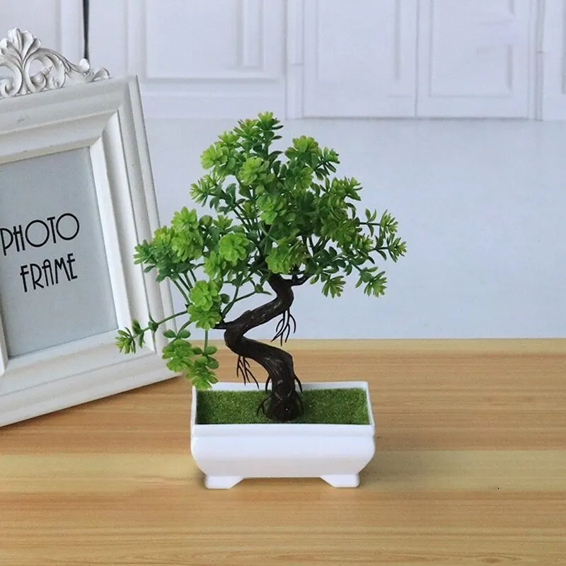 Dekoracje ogrodowe Plastikowe rośliny Bonsai Mały doniczka na drzewie Fałszywy kwiat doniczkowy dekoracja do domu na stół