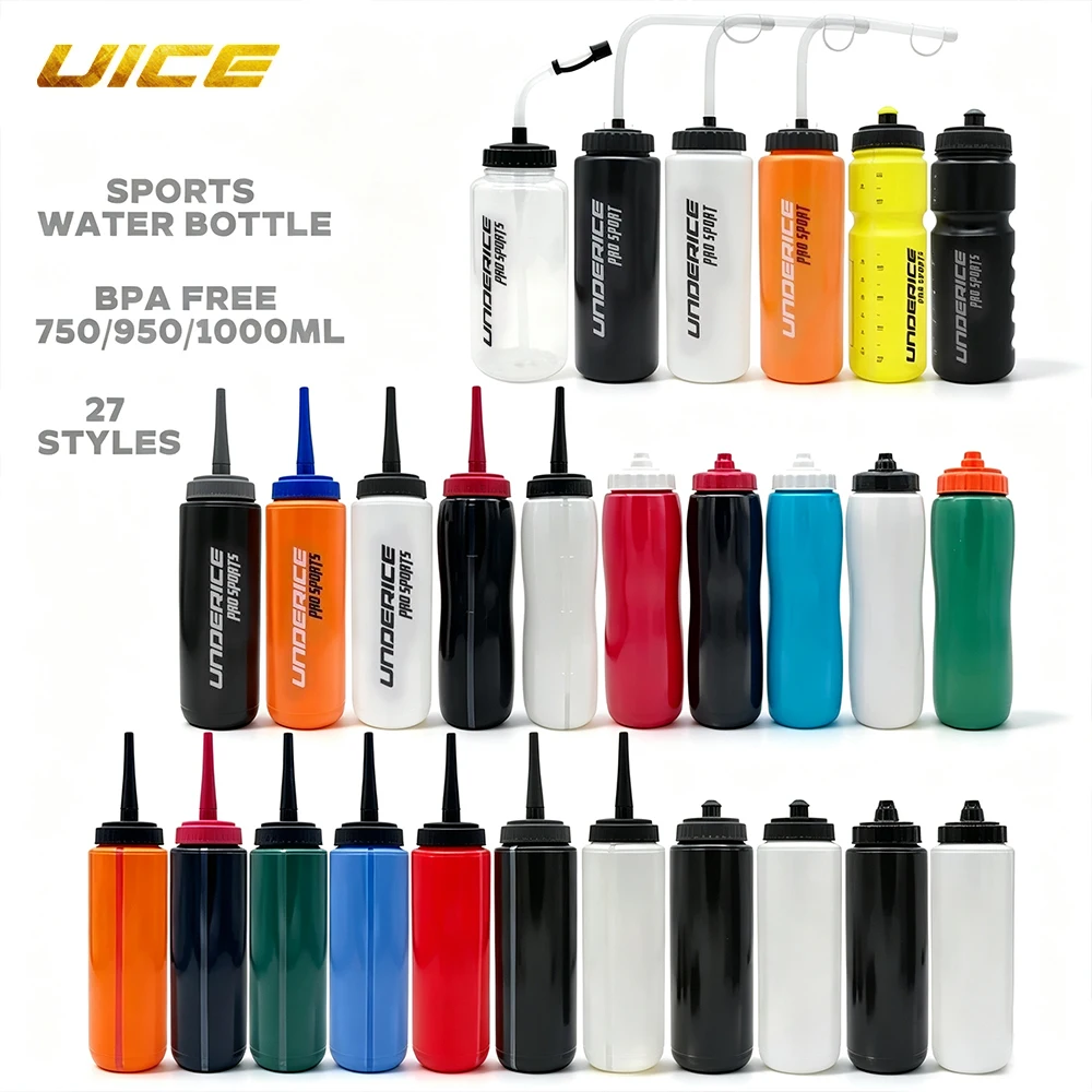 UICE Ice Hockey Water Bottle Hockey Equipment BPA Free 750/950/1000ml Sports Bottle For Hockey Lacrosse Football Accessories