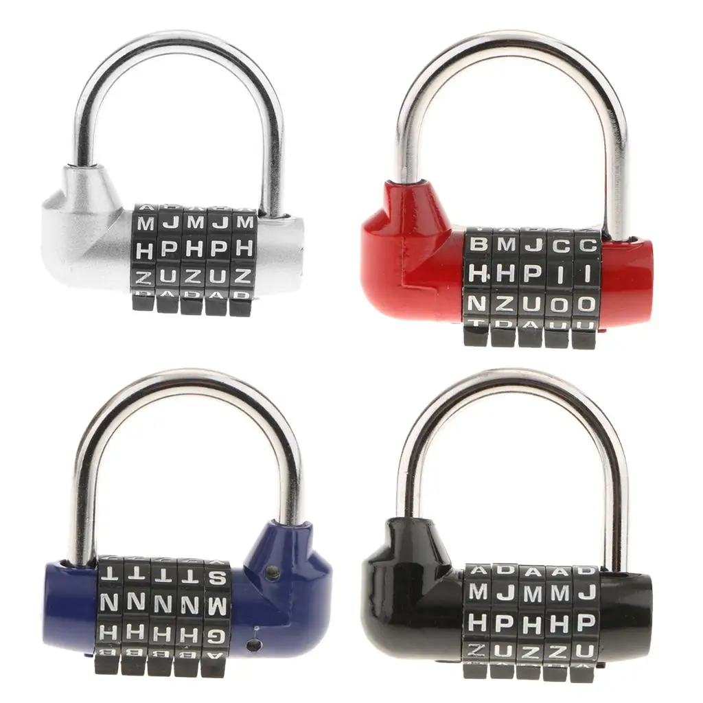 Zinc Alloy 5 Dial Letters Padlock Resettable Combination Code Lock for Suitcases School and Sports Bags