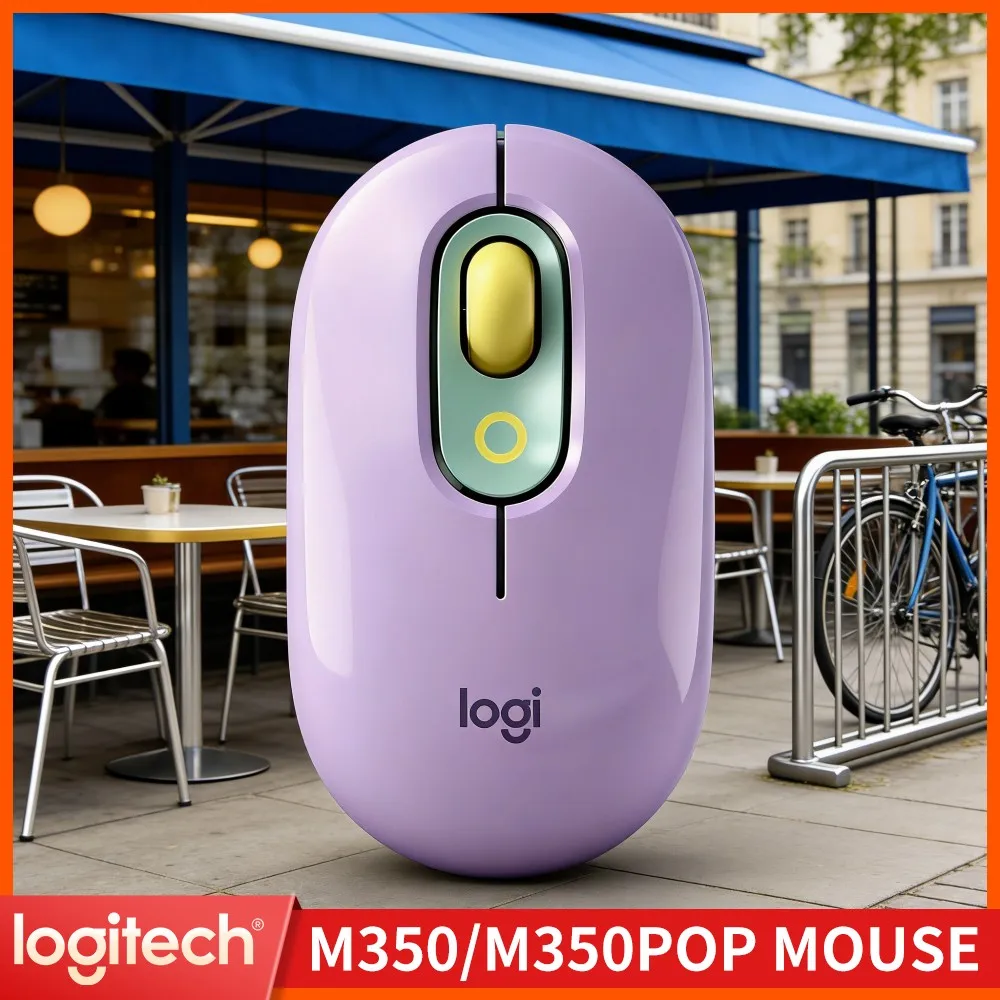 Logitech M350 POP Wireless Mouse 77G Lightweight Auto Sleep Power Save Quiet Click For Library Café Travel Office Use