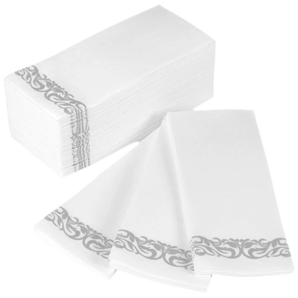 25 Pcs Paper Napkin Coctail Napkins Foldable Dining Table Decorations Gold Silver Disposable Washable Dinner Party