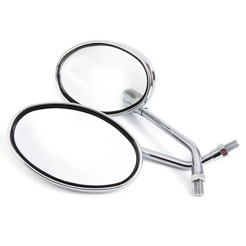 Universal Motorcycle Oval Chrome Rearview Mirrors 10MM Motorbike Side Mirror For Yamaha xt 600 virago 125 535 1100 vmax 1200