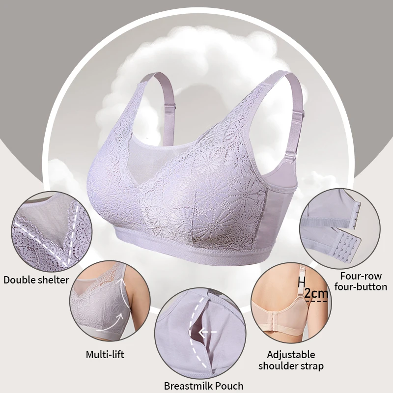 2024 New Style Lace Breast Prosthesis Bra Without Underwire Breast Tube Top Bra Full Cup Underwear for Mastectomy Women