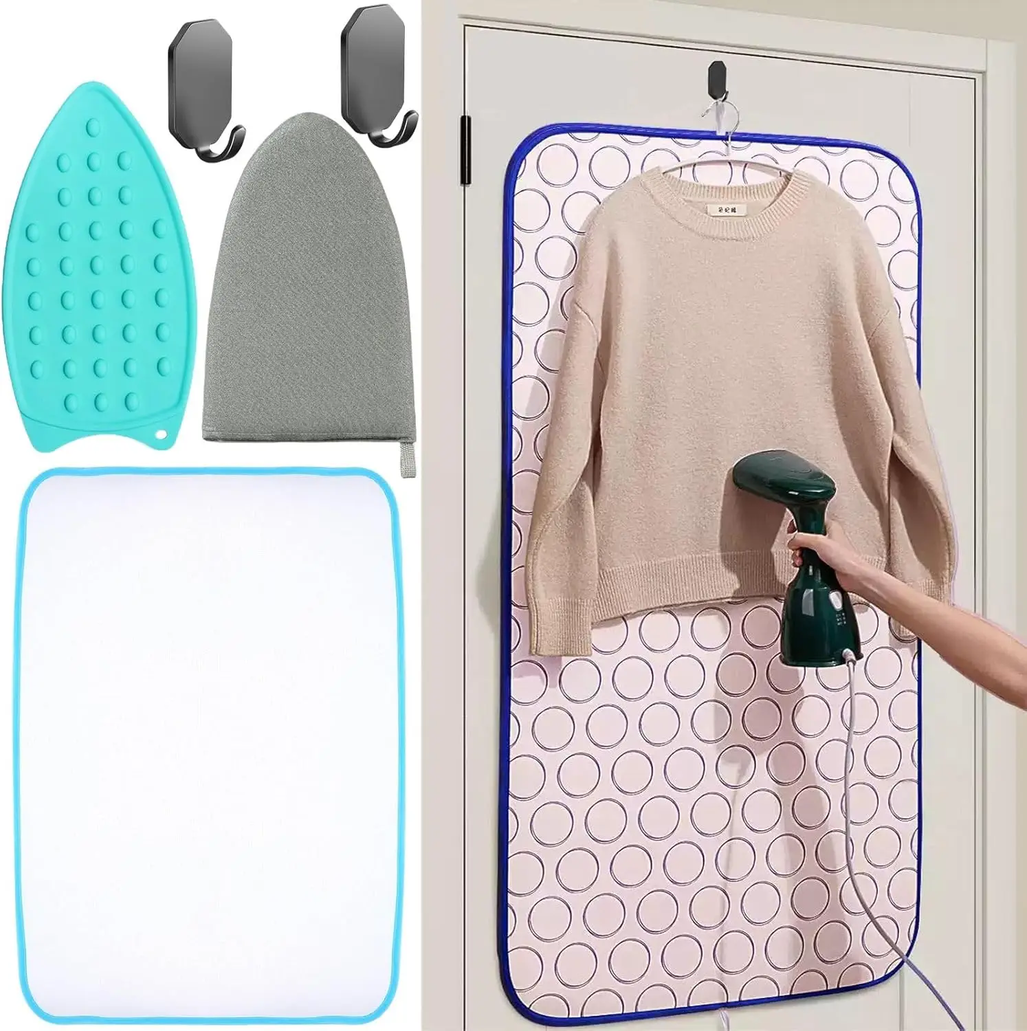 

Portable Ironing Mat, Large 47.2'x23.6', Heat Resistant Tabletop Iron Pad for Countertop, Travel Ironing Board, Over-the-Door St