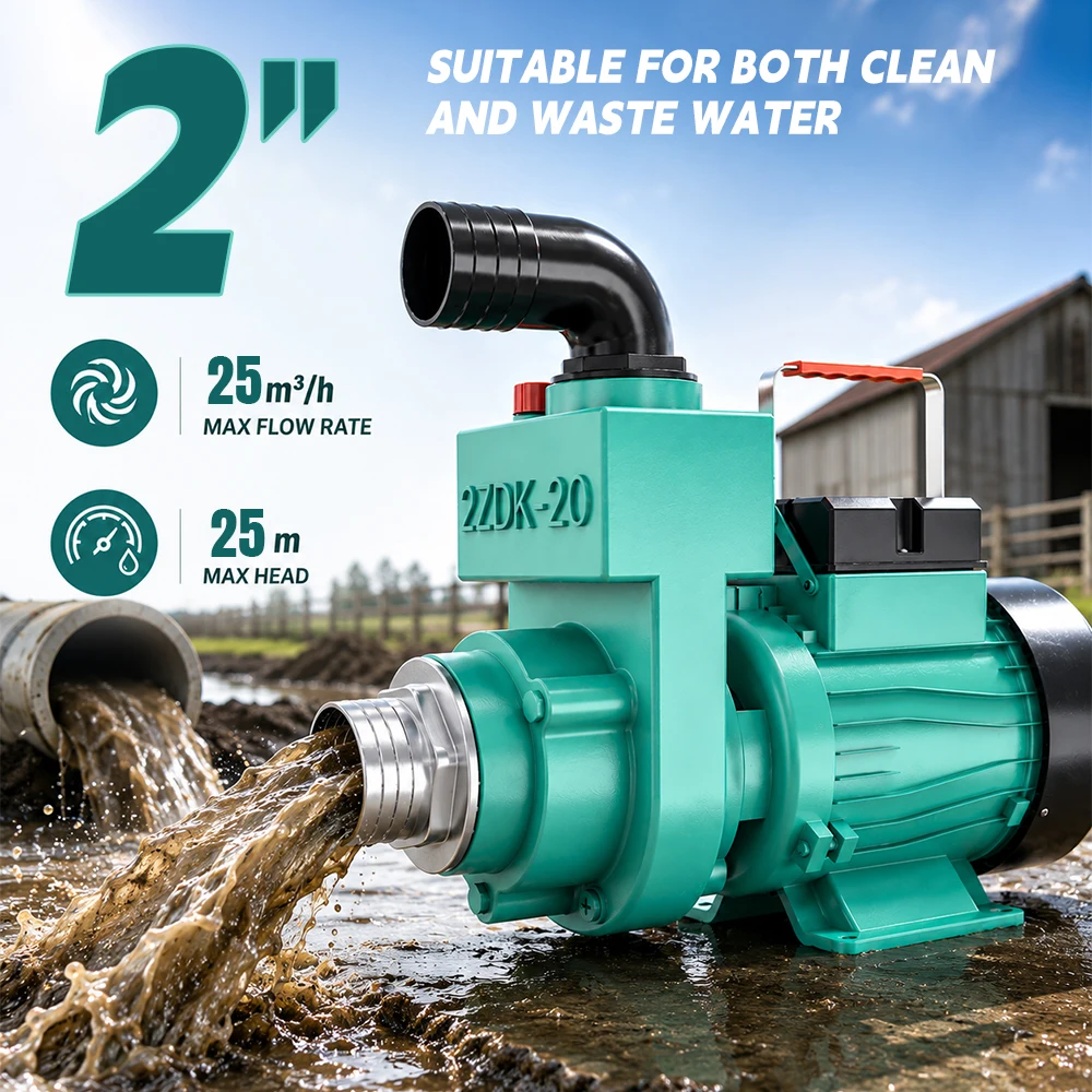

Self Priming Centrifugal Water Pump 220V High Flow Clean and Sewage Water Pump for Home Farm Irrigation and Septic Tank