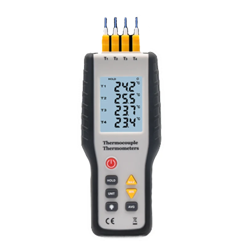HT-9815 Digital K Type Thermocoupl Thermometer 4 Channel Thermocouple Probe Sensor Industrial Temperature Test -200C--1372C