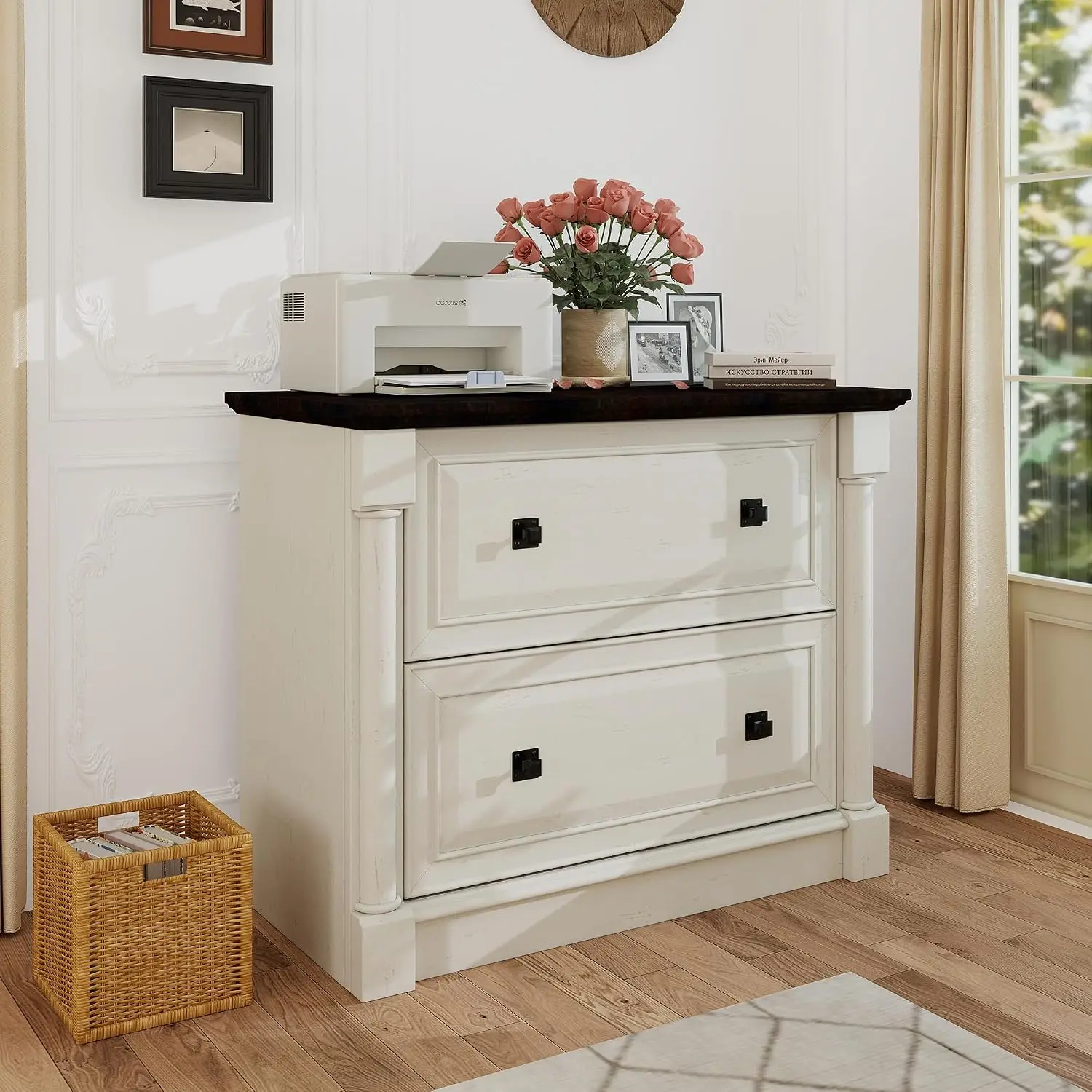 Lateral File Cabinet 2 Drawer with Hanging Folders, Fits Letter/Legal/A4, 36.8