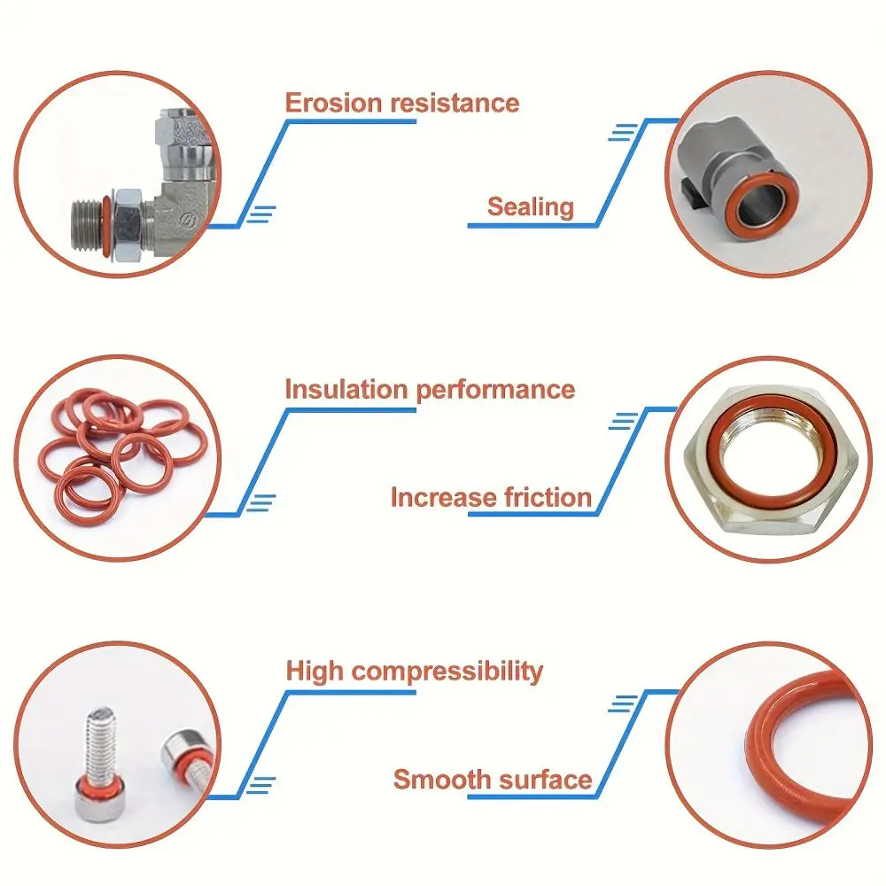 Rubber Gasket Assortment Kit Silicone O Rings Heat Resistant Oil Proof Seals For Industrial Automotive Plumbing Repair Tools