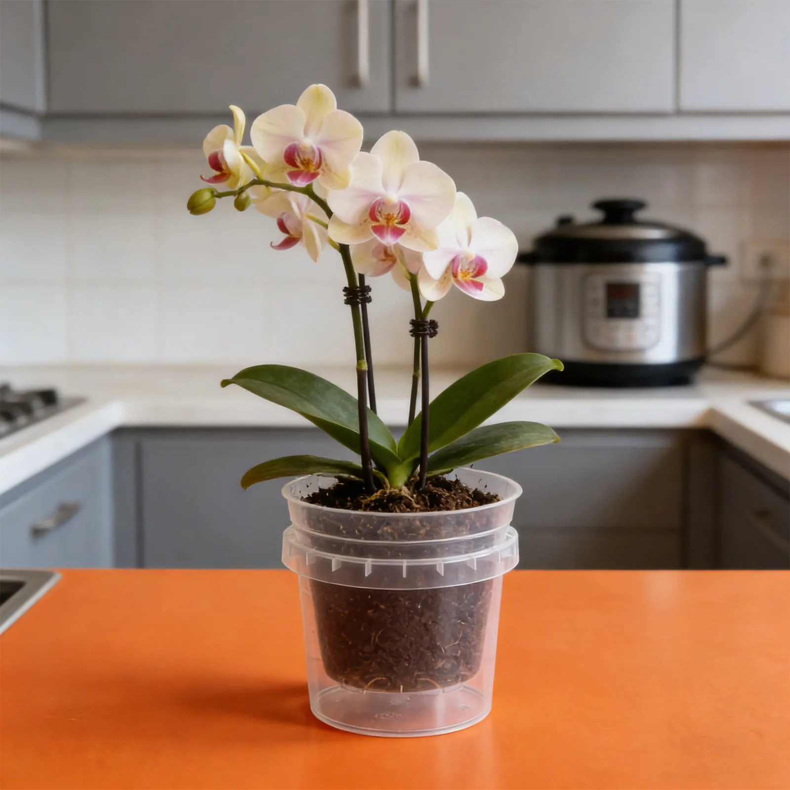 5Sets High Transparency Round Clear Orchid Planter Breathable Plastic Nursery Pots for Root Health Indoor Outdoor Small Flower