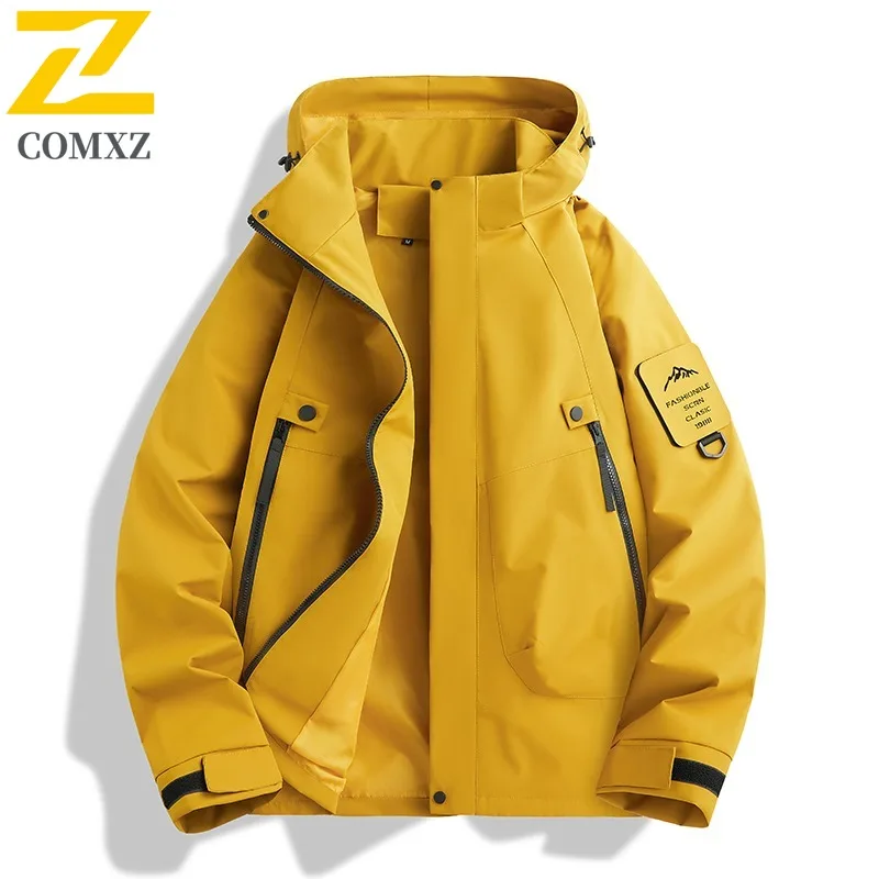 

COMXZ 2025 Men Jacket Outdoor Sports Workwear Coat Waterproof Breathable Street Fashion Comfort Fit lightweight Windbreaker