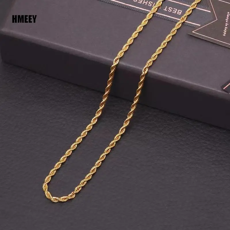 Hmeey Hot Selling Hip-Hop Stainless Steel Rope Chain Fashion Men And Women images - 6