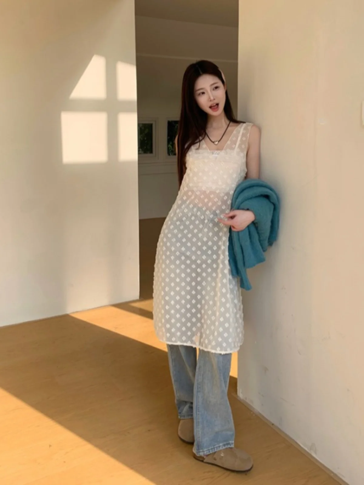 Vestido midi f estilo coreano com decote em V, flores 3D em relevo, em camadas, modelador de cintura, para a primavera...