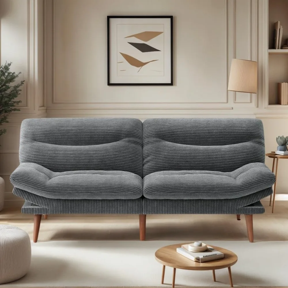 

Sofa Bed, 66" Convertible Futon Corduroy Folding Futon Set with Adjustable Backrest & Armrests, Recliner Lounge, Loveseat Sofa