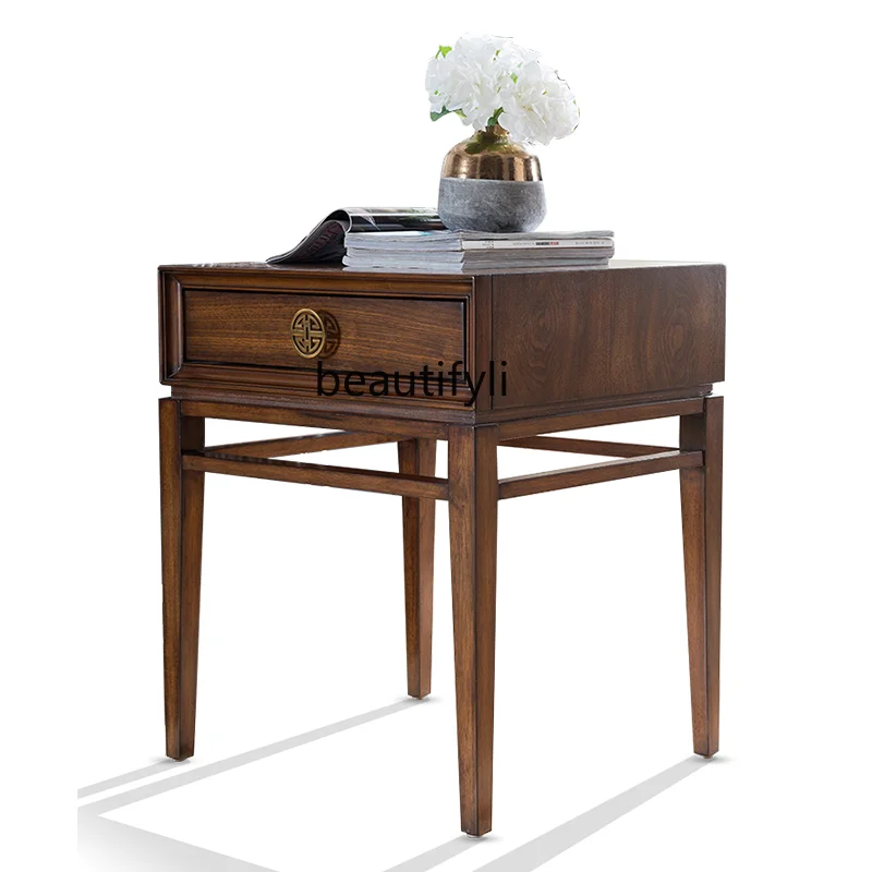 

New Chinese-style corner sofa living room simple small side table side cabinet household small tea table