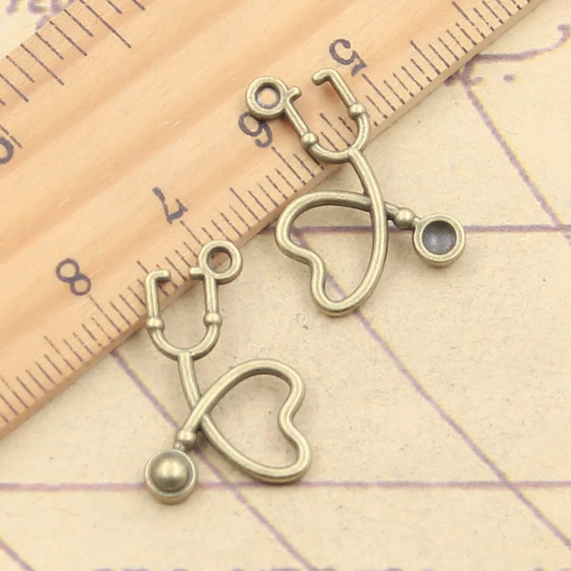 20pcs Charms Doctor Stethoscope 22x14mm Tibetan Bronze Silver Color Pendants Antique Jewelry Making DIY Handmade Craft