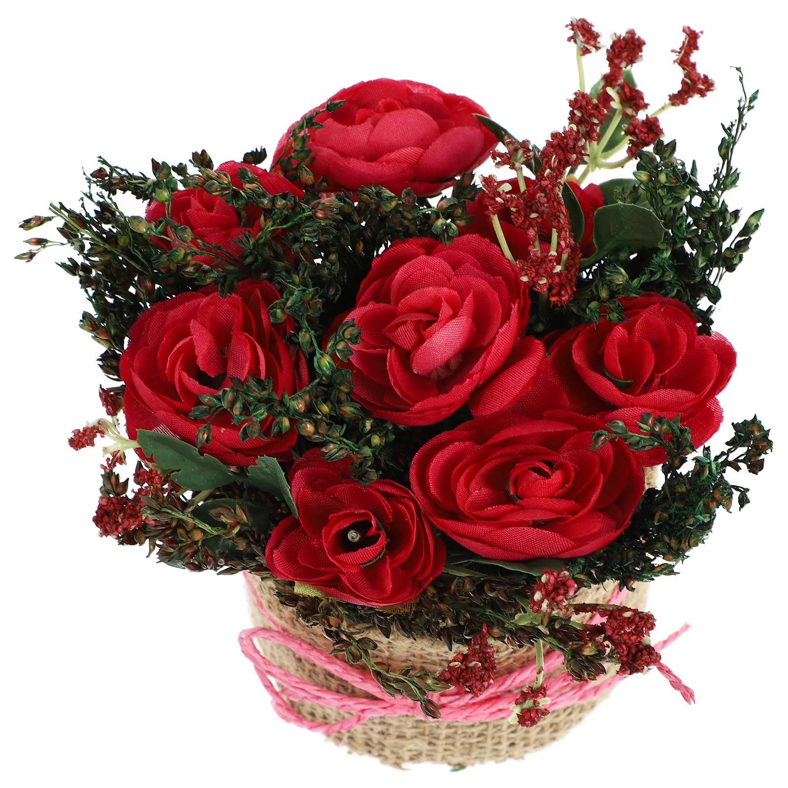 

Simulated Rose Pot Plant Artificial Flower Decor Home Bonsai Lifelike Silk Flowerpot Fake Bonsai Long Lasting Without Water