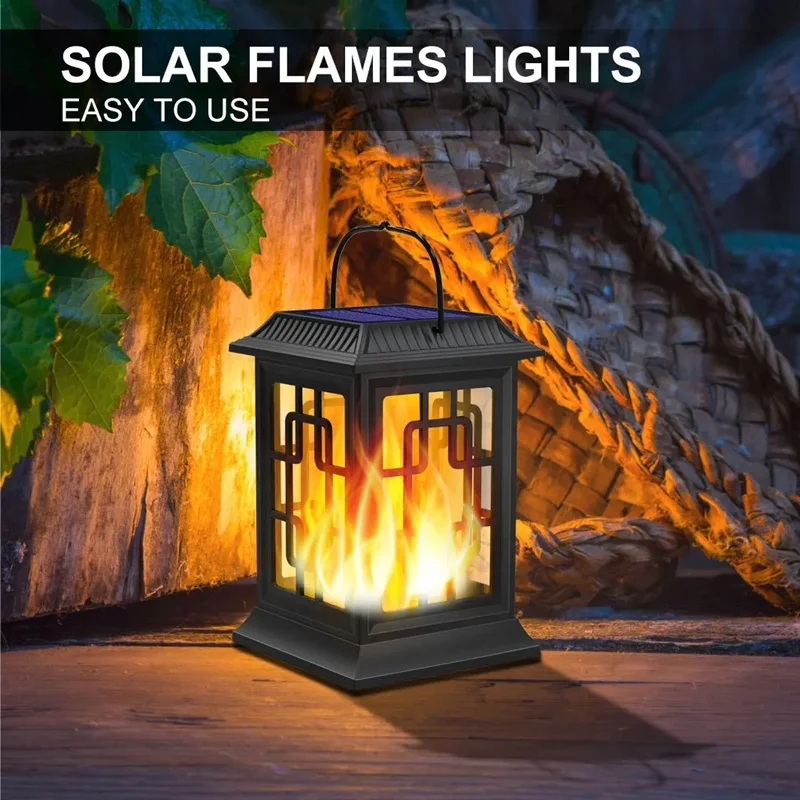 LED hanging solar lamp Outdoor waterproof Flickering flame effect solar lantern Garden decorative outdoor solar lamp Suitable fo