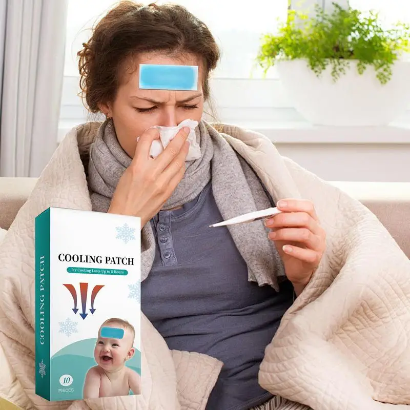 Kid Fever Patch Cooling Relief Fever Reducer 10 vellen Natuurlijke zachte gelvellen voor kinderen Ongemak en hoofdpijn Verlichting Vermoeidheid