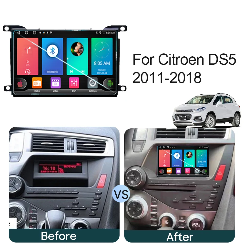 Android 13 dla Citroen DS5 2011 2012 2013 2014 2015-2018 Radio samochodowe Multimedialny odtwarzacz samochodowy GPS radioodtwarzacz Carplay