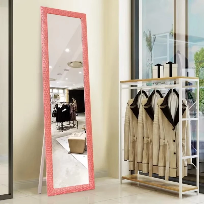 Solid wood full body mirror European simple bedroom home room mirror clothing store student dormitory fitting mirror