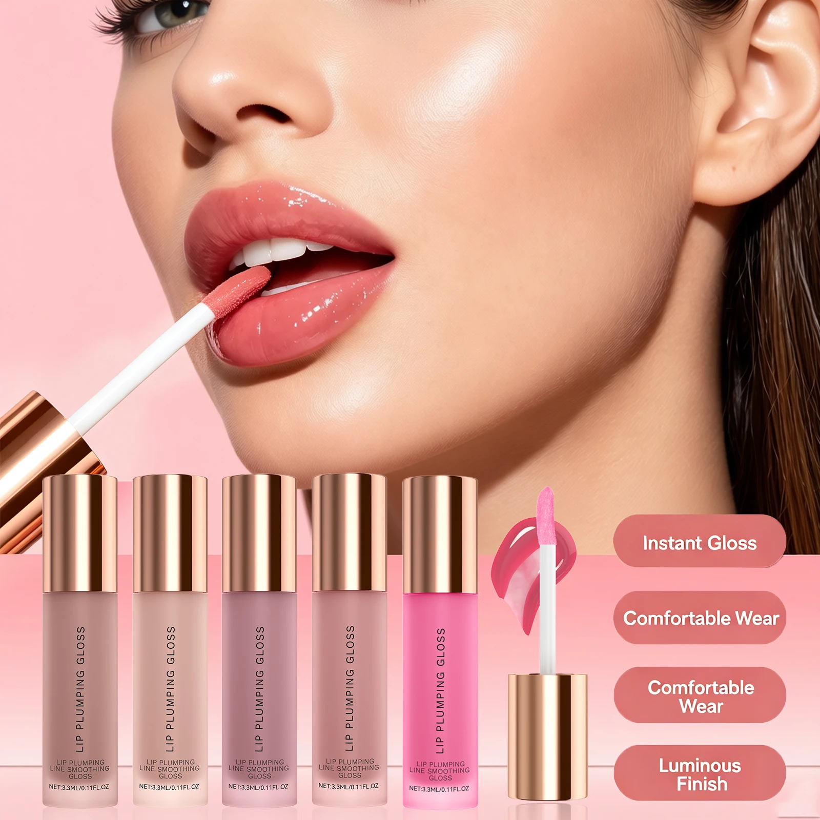 Water Light Mirror Lip Gloss Non-Sticky Hydrating Lip Oil Tint Plump Lips Fade Fine Lip Lines High Shine Glossy Colored Lip Balm
