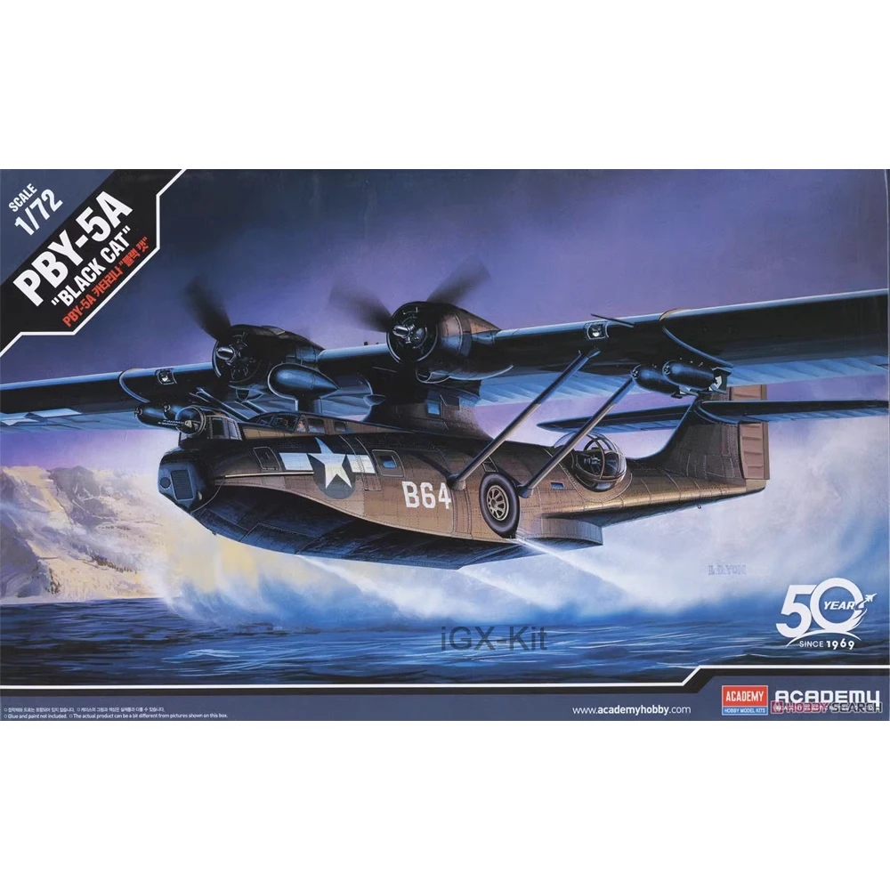 Academy 12487 1/72 Scale  PBY-5A  Catalina Black Cat Anti Submarine Airplane Hobby Craft Toy Plastic Model Building Kit