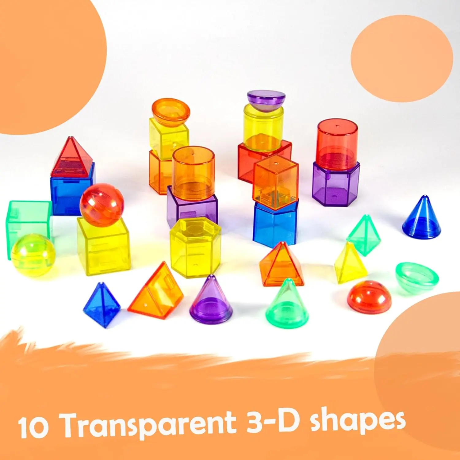 60 Stück 3D-Formen zum Unterrichten, geometrische Feststoffe – geometrische Formen für Kinder, Lichttisch-Manipulationen, 3D-Formen, Lichttisch