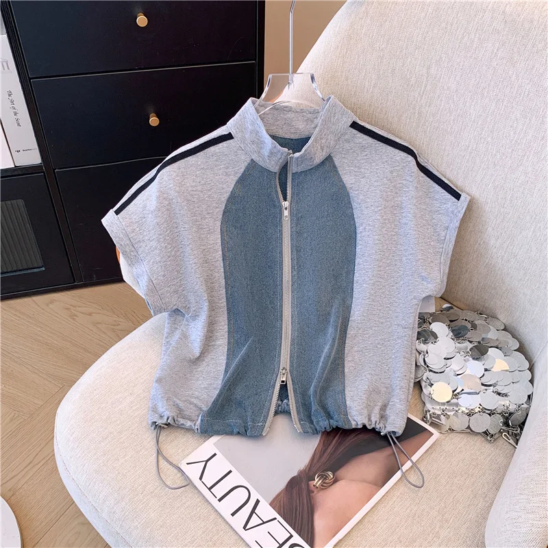 New Fashion Female Trousers Set Spring Autumn Fake Two Pieces Denim Coat Wide Skirt Two-Piece Women\'s Casual Sports Sets 4XL