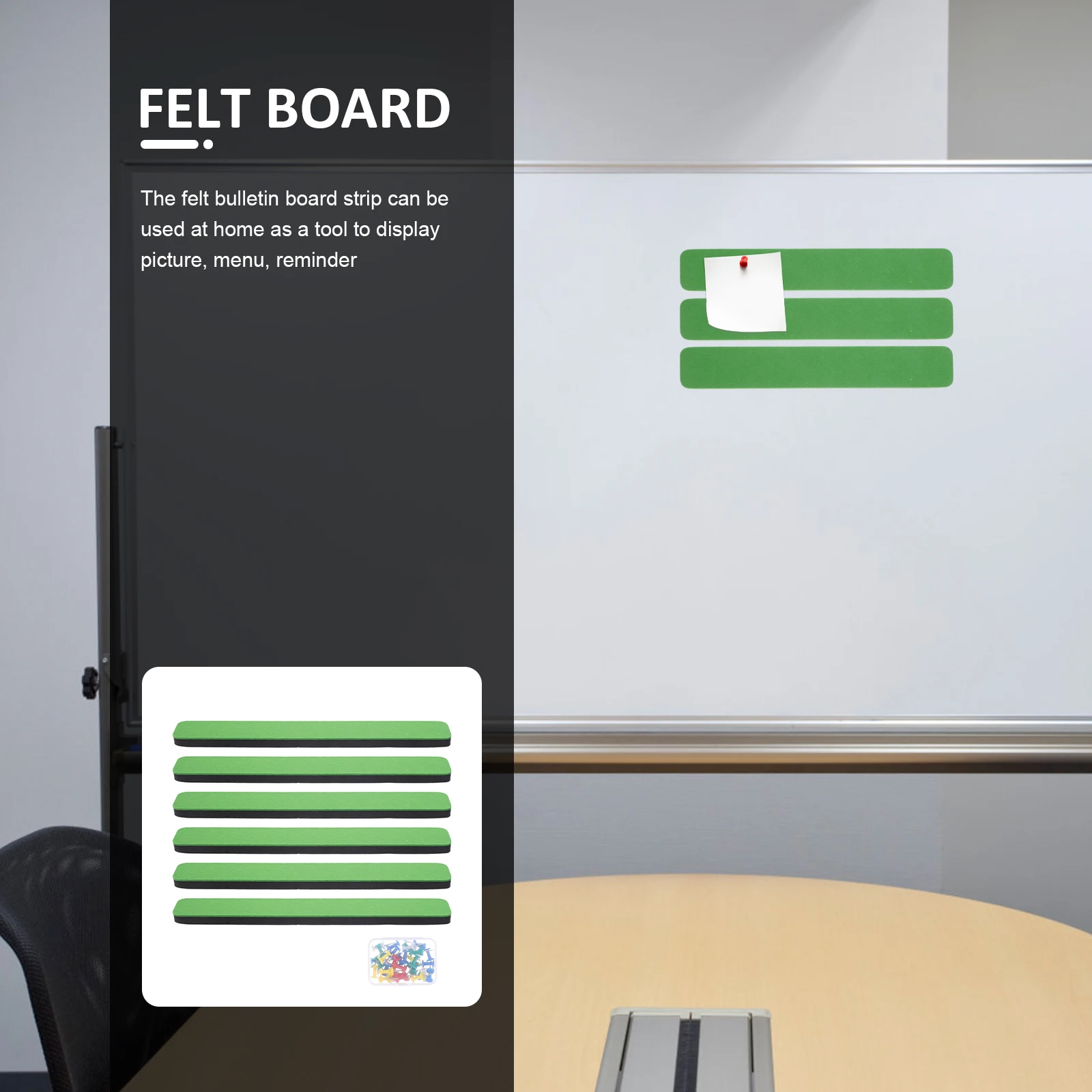 

EVA Felt Strips Self Adhesive Wall Cork Wall Board Memo Notice Green Felt Board Bar Tile Classroom Decor Display
