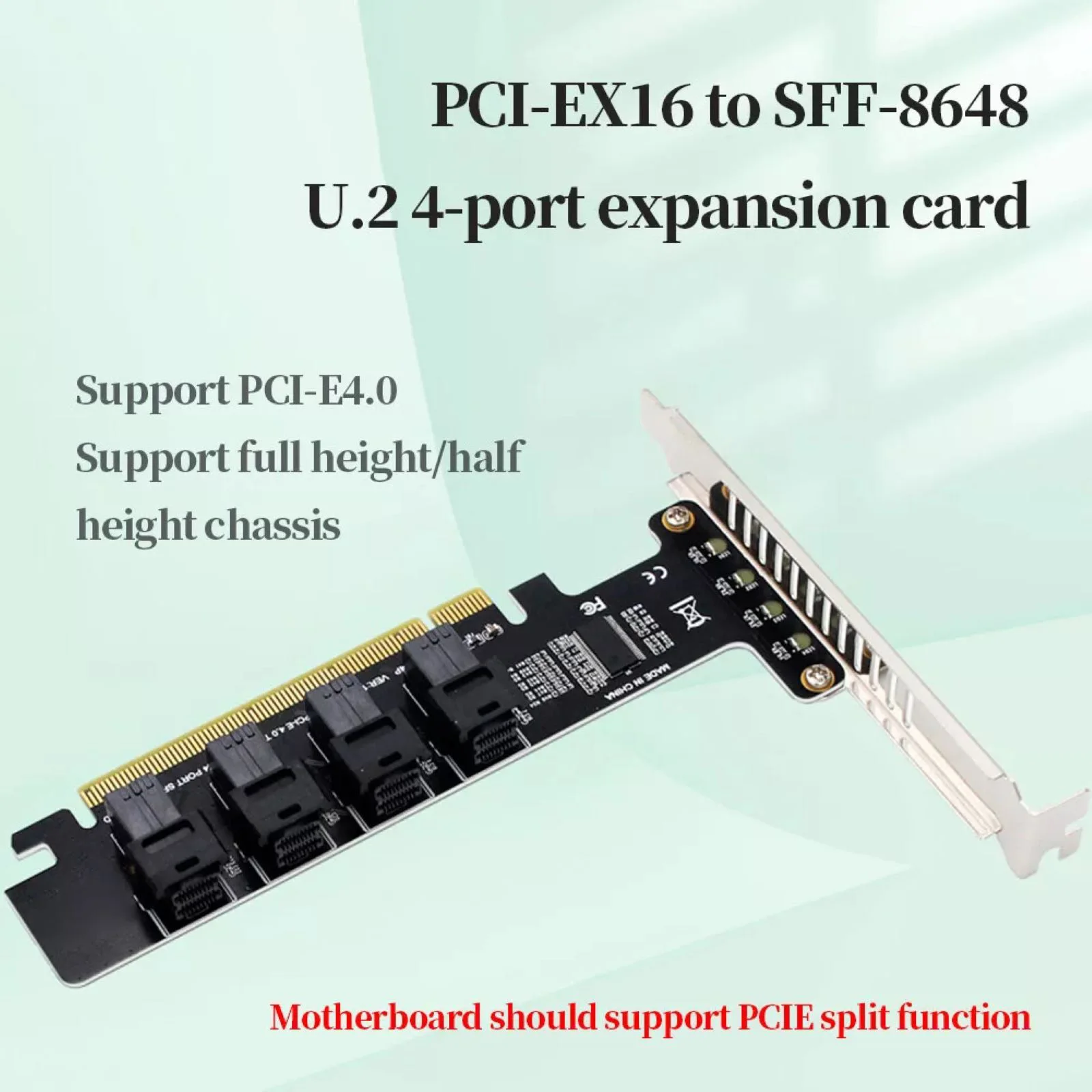 

Адаптерная карта PCIe 4.0 X4 U.2 NVMe SSD SFF-8643 с 4 портами для ПК с Windows и высокопроизводительных серверов