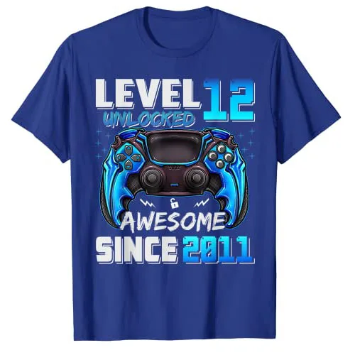 Level 12 Unlocked Awesome Since 2011 Gaming T-Shirt 12th Birthday Present Born In 2011 Gamer Graphic Tee Tops Streetwear Outfits