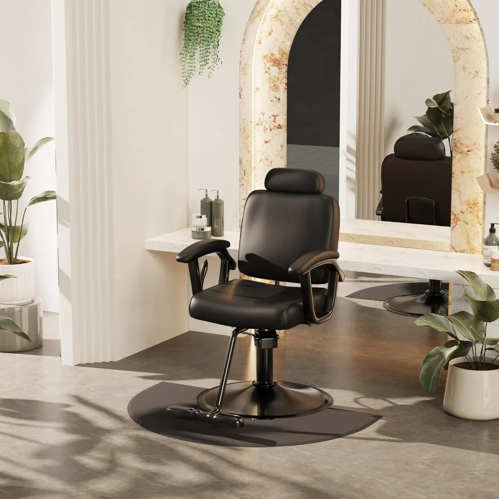 

Premium Black Reclining Salon Chair with Removable Headrest, All-Purpose Hydraulic Barber Chair, Soft PU Leather