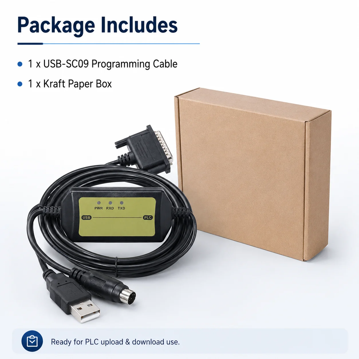 USB-SC09 PLC Programming Cable for Mitsubishi FX1N FX2N FX3U A1S 3M USB Upload Download Cord Enhanced Version