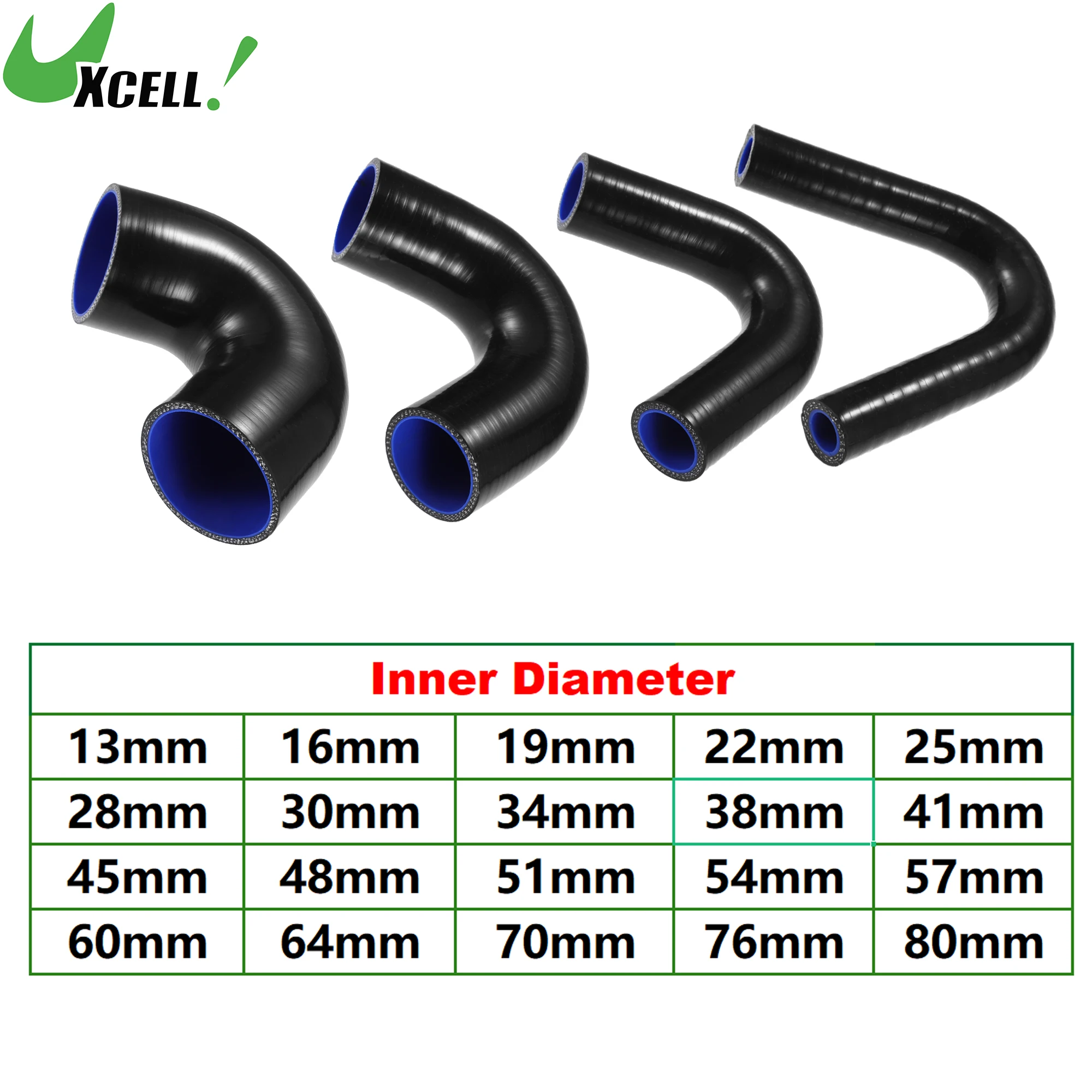 

UXCELL 135 Degree Silicone Elbow Hose 32mm/45mm/48mm/51mm/57mm/60mm/63mm/70mm/76mm Coupler Air Intake Turbo Intercooler Pipe