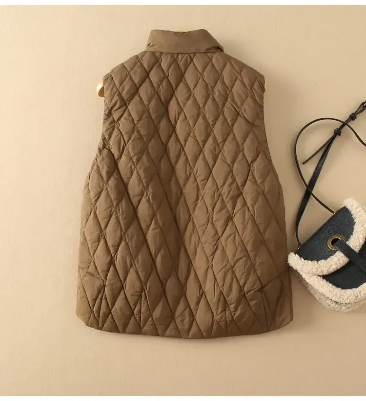 2025 Autunno/Inverno nuove donne giù gilet di cotone colletto allentato pendolari canotta corta oversize