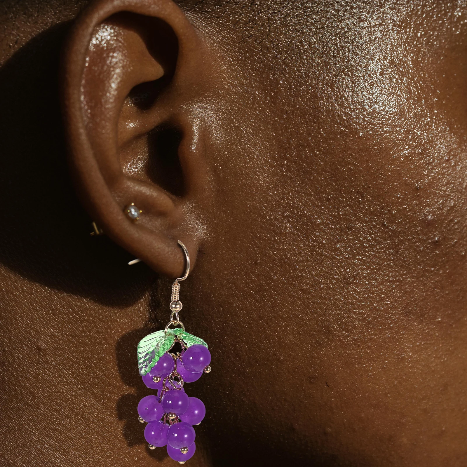 

Grape Bunch Earrings Fruit Dangle Cute Universal Novelty Resin Jewelry