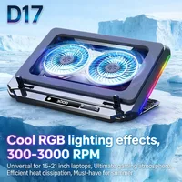 D17 5 Angles Adjustable Notebook Gaming Bracket Cooler with RGB Colorful Light Heat Dissipation Stand 15-21'' Laptop Cooling Pad