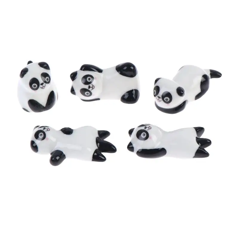Mini Panda Ceramic Chopstick Rest Lovely Cartoon Tableware Spoon Holder Pen Rack For Home Restaurant Kitchen Dining Table Decor