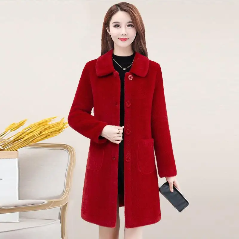 Winter Lamb Velvet Jacket Women Clothing Autumn Winter Slim Wool Coat Female Loose Warm Thicken Long Parka Outwear Traff Za Oem