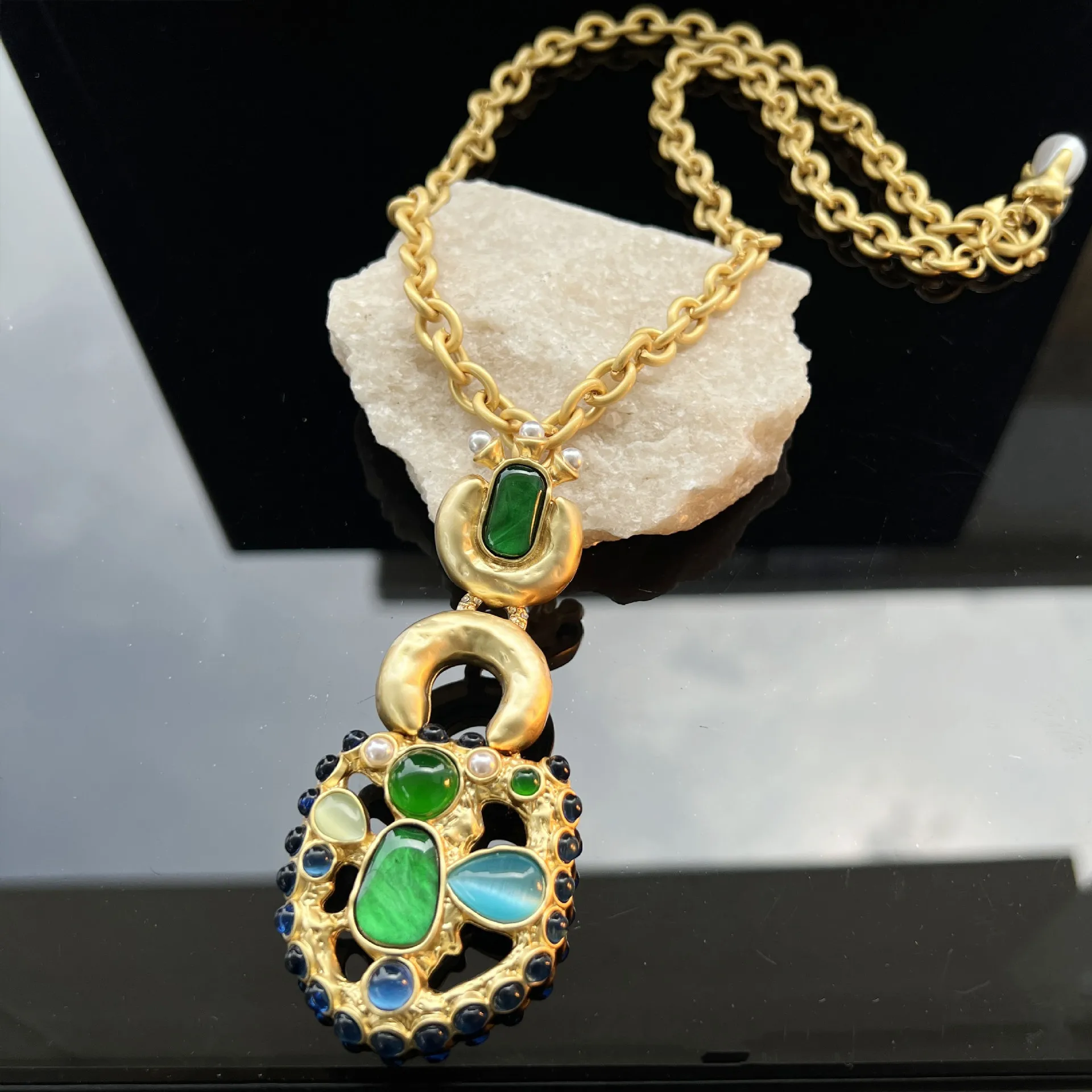 Colorful dopamine enamel lock-hole shaped brass Exaggerated Pendant Earrings necklace 2026 Fashion Charm Female Party Gift