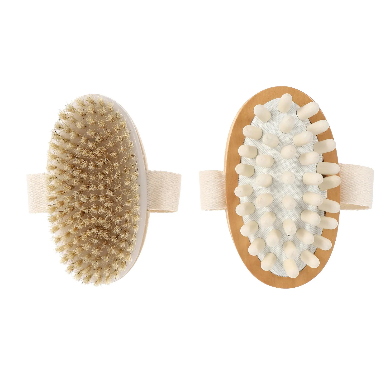 

2pcs Massage Wood Handle Scrub Exfoliator For Shower Skincare Dry Body Bath Tool Exfoliator Shower Wood Handle Body