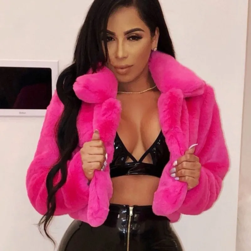 Flauschige Jacke für Damen, hochwertiger, dicker, warmer Wintermantel, pelzige Oberbekleidung, Damen-Strickjacke aus Kunstfell, hohe Taille, Jackenmäntel