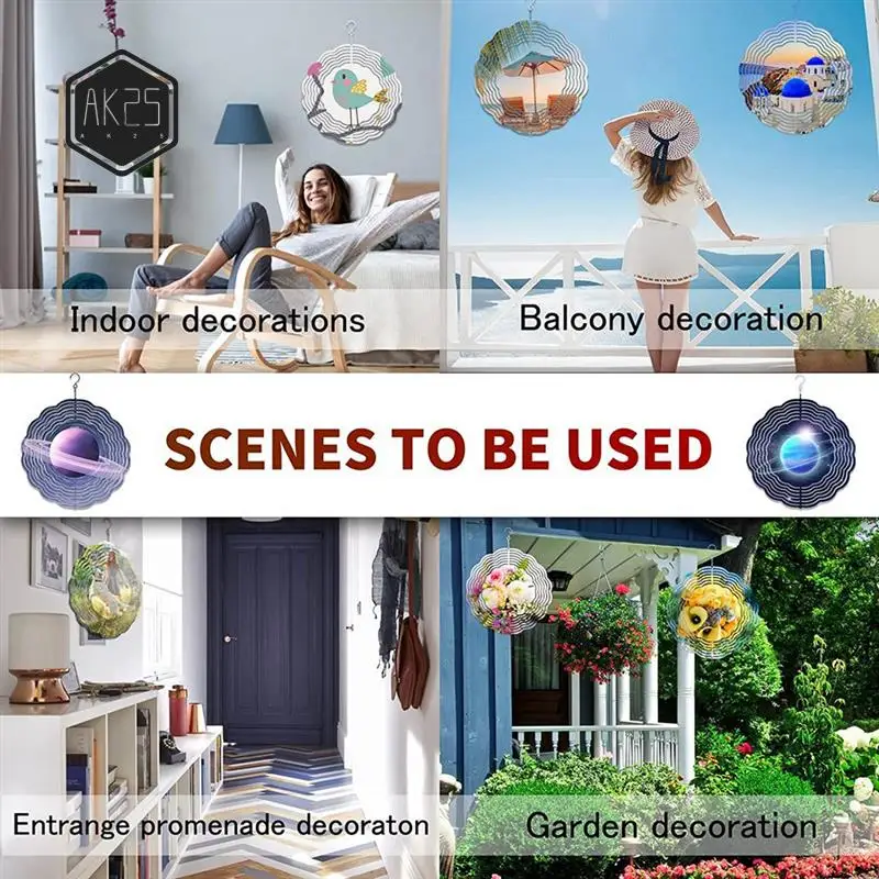 

AK25-10Pcs 8 Inch Sublimation Wind Spinner Blanks 3D Wind Spinners For Indoor Outdoor Garden Decoration