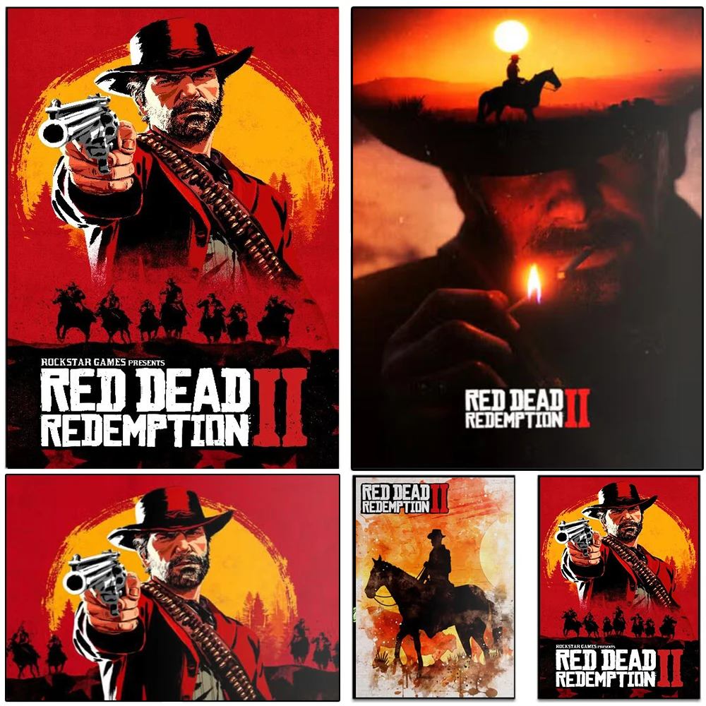 Red Dead Redemption 2 Movie Game Cowboy Character Graffiti Canvas Painting Retro Classic Wall Posters Art Living Room Home Decor