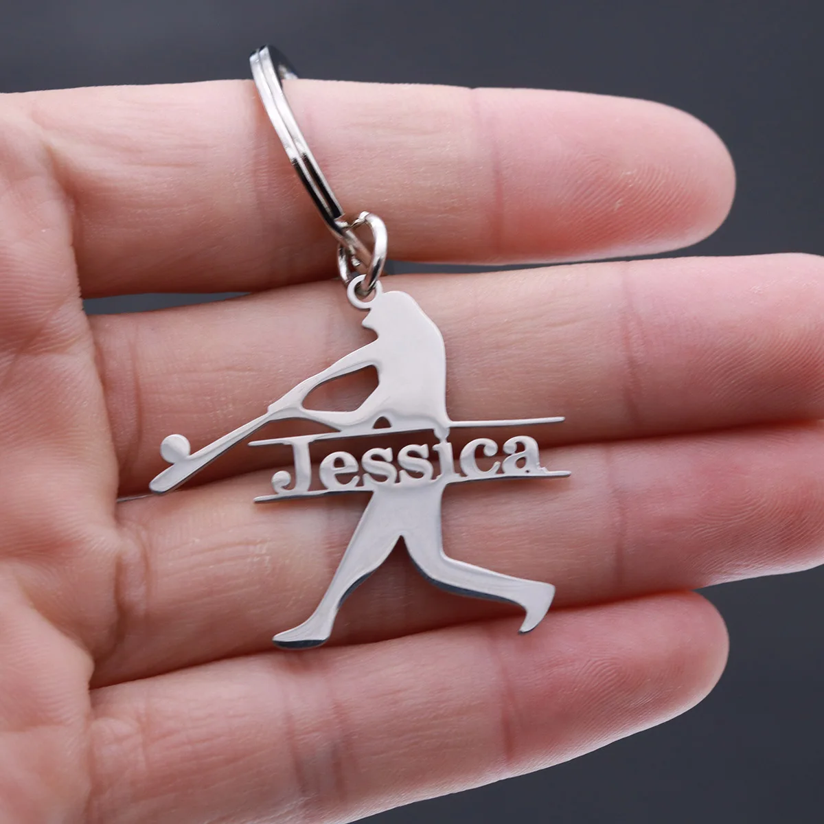 Nome personalizado esportes chaveiro personalizado pingente de aço inoxidável chaveiros para mulheres masculino chaveiro personalizado jóias presentes