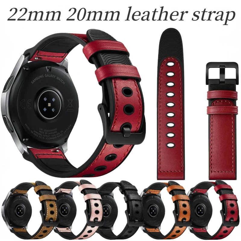 

Leather+Silicone Strap For Huawei Watch 4/3 Samsung Galaxy Watch 6/5/4 Sports Men/Women Bracelet band For Amazfit GTR/GTS Correa