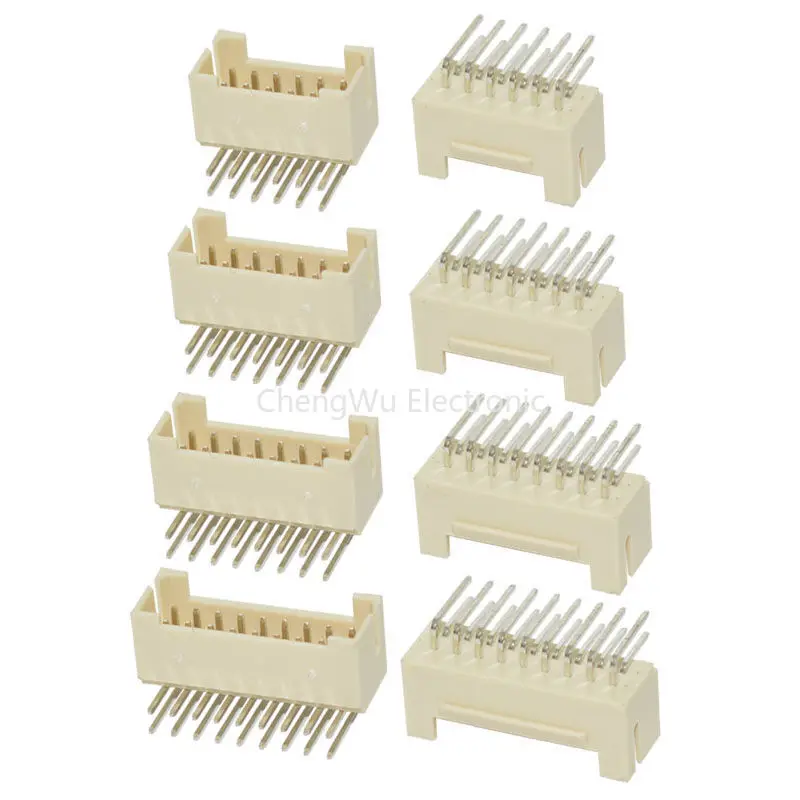 10pcs/lot PHB 2.0mm Pitch Curved Needle Socket Double Row Buckle 2x2 3 4 5 6 8 10p Connector Curved Needle