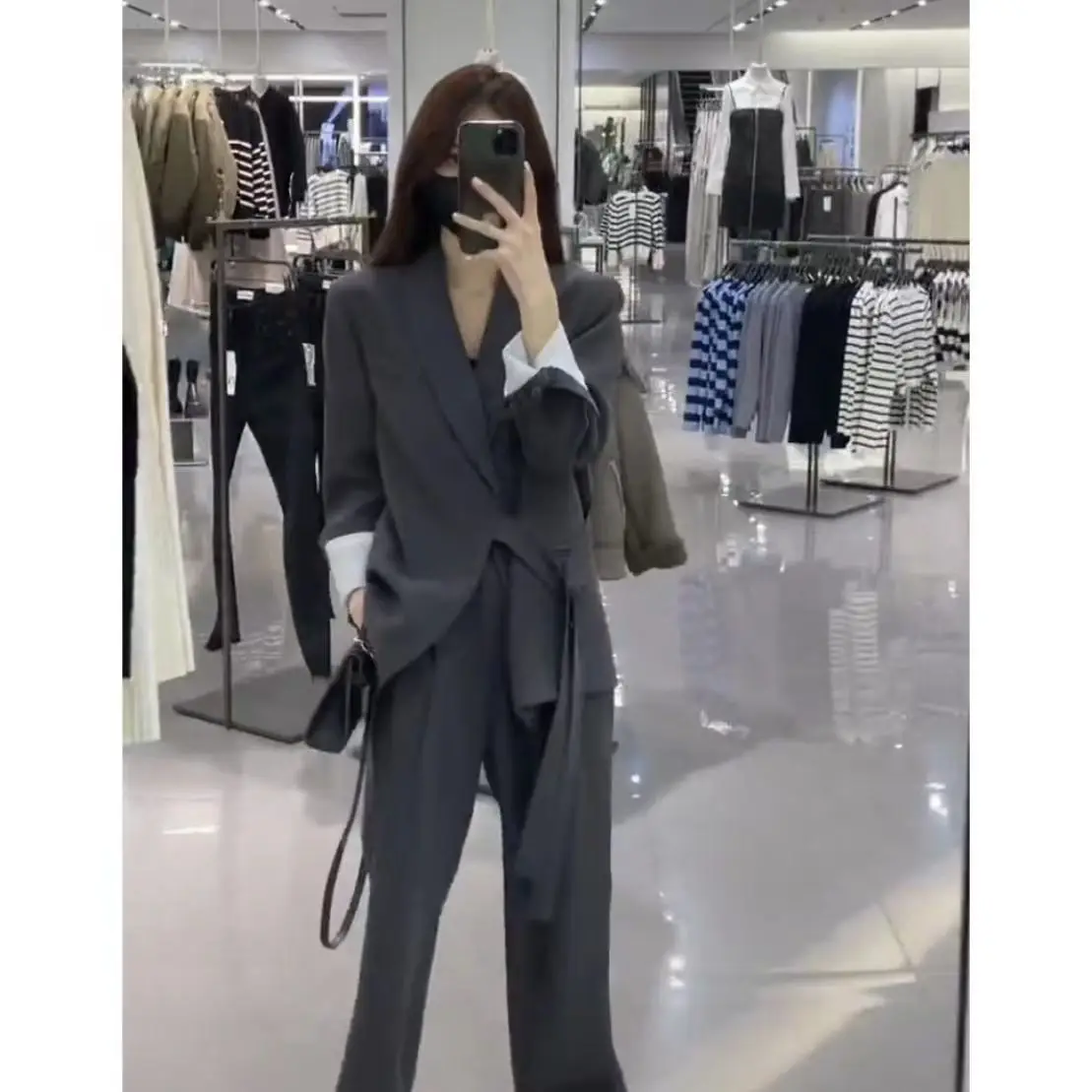 Giacca allentata con lacci personalizzati Blazer pantaloni Casual a gamba larga pantaloni da donna eleganti in due pezzi Set abiti da ufficio